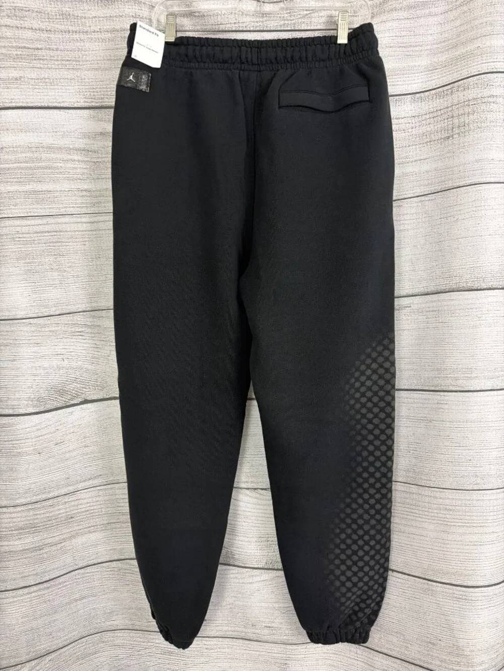 NWT Mens Jordan Black Joggers With Textured Panels & Elastic Cuffs Size L